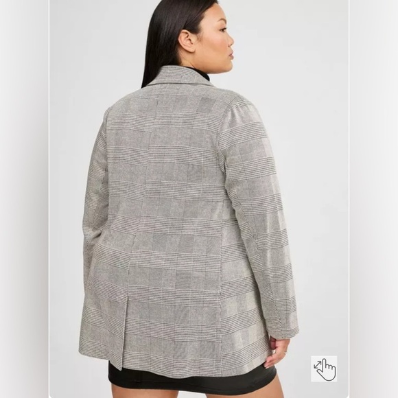Studio by Torrid Plaid Blazer Jacket Women’s 6X Gray Black Long Sleeve Button - Picture 4 of 8